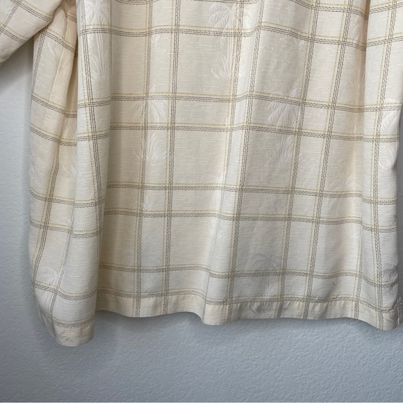 Tommy Bahama Pale Yellow 100% Silk Mens Tropical Button Down Palm Tree Shirt - Picture 9 of 10